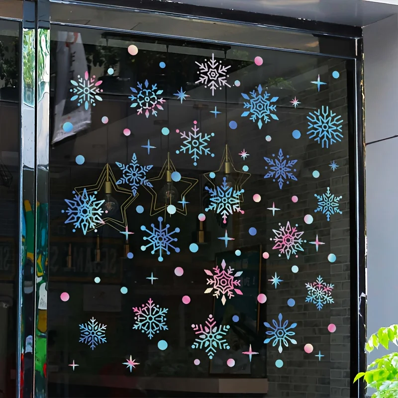 

Christmas Snowflake Stickers Electrostatic Adsorption Snowflake Stickers Festival Transparent Stickers Christmas Decorations