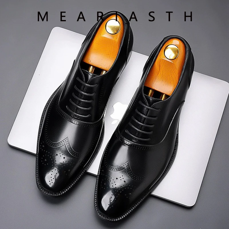 Leisure business Men's leather shoes Lace up style Fashion designer Wedding Fashion Party Outdoor Walking shoes Plus Size 38-48