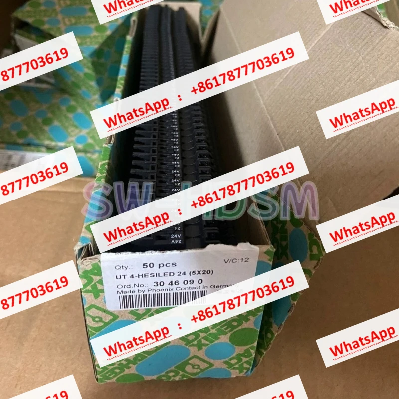 The 50-pack is available for Contact 3046090 UT 4-HESILED 24 (5X20) fuse terminals