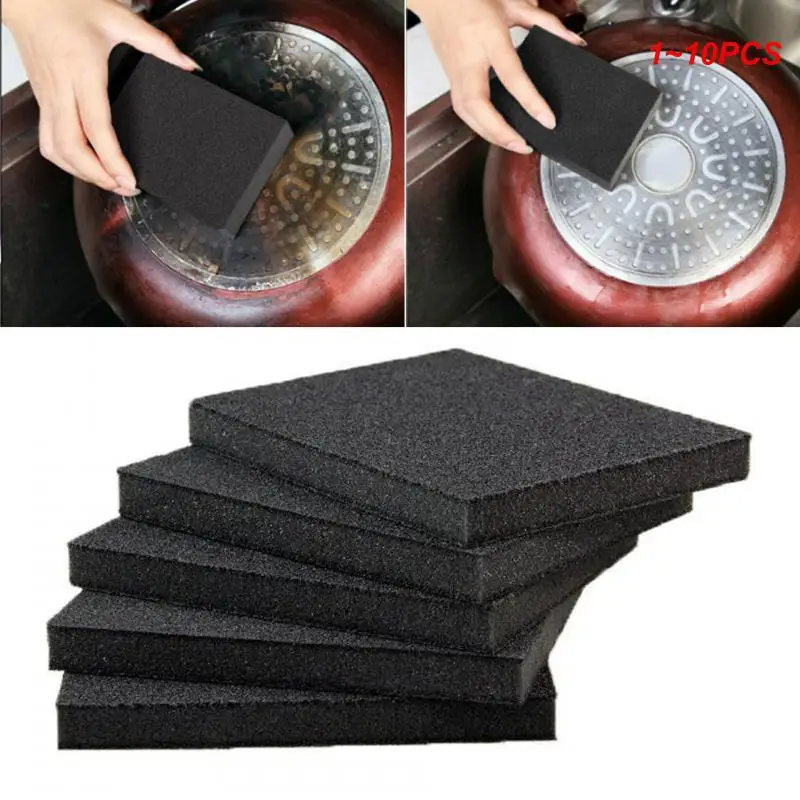 1~10PCS Black Magical Sponge Pot Cleaning Brush Descaler Emery Rust Remover Dish Brush Wipe Scrub Pot Cleaner Kitchen