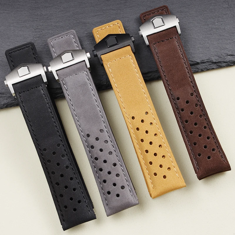 

Genuine Leather Watchband for Tag Heuer Carrera 20mm 22mm 24mm Men's Adjustable Strap Durable Soft Band for Wrist Bracelet