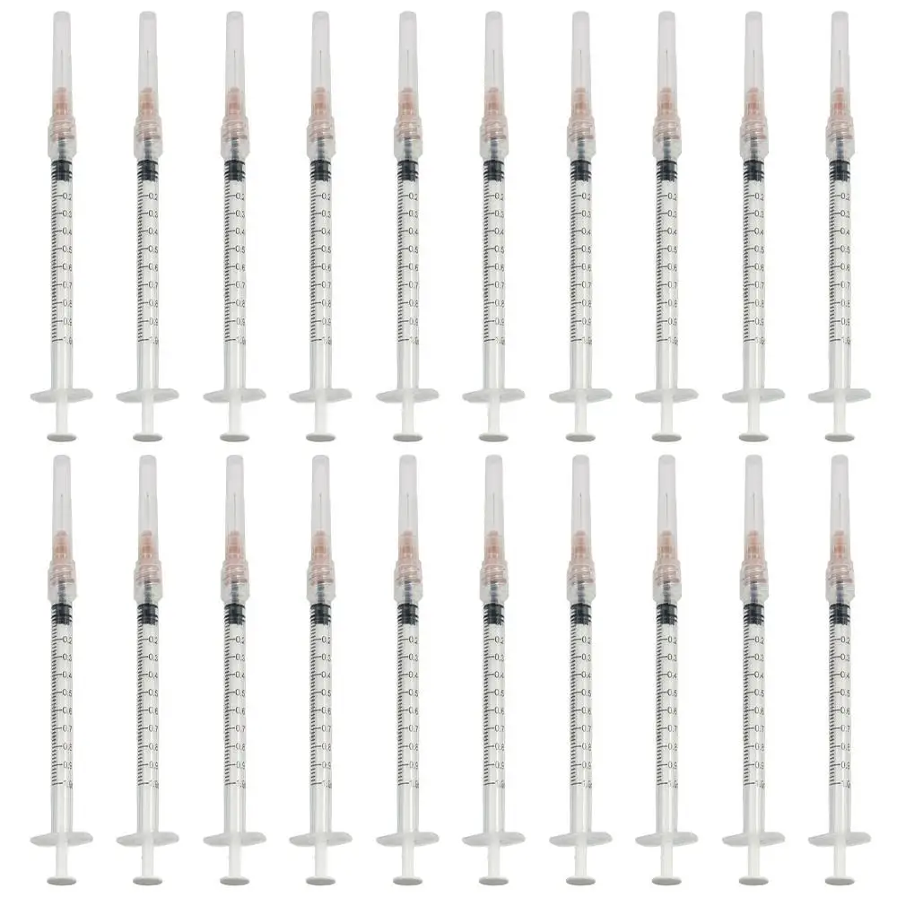 20 opakowań 1ml/cm3 jednorazowe plastikowe sterylne strzykawki z nakrętką 25Ga, do laboratoriów naukowych, kleje przemysłowe, indywidualnie pakowane