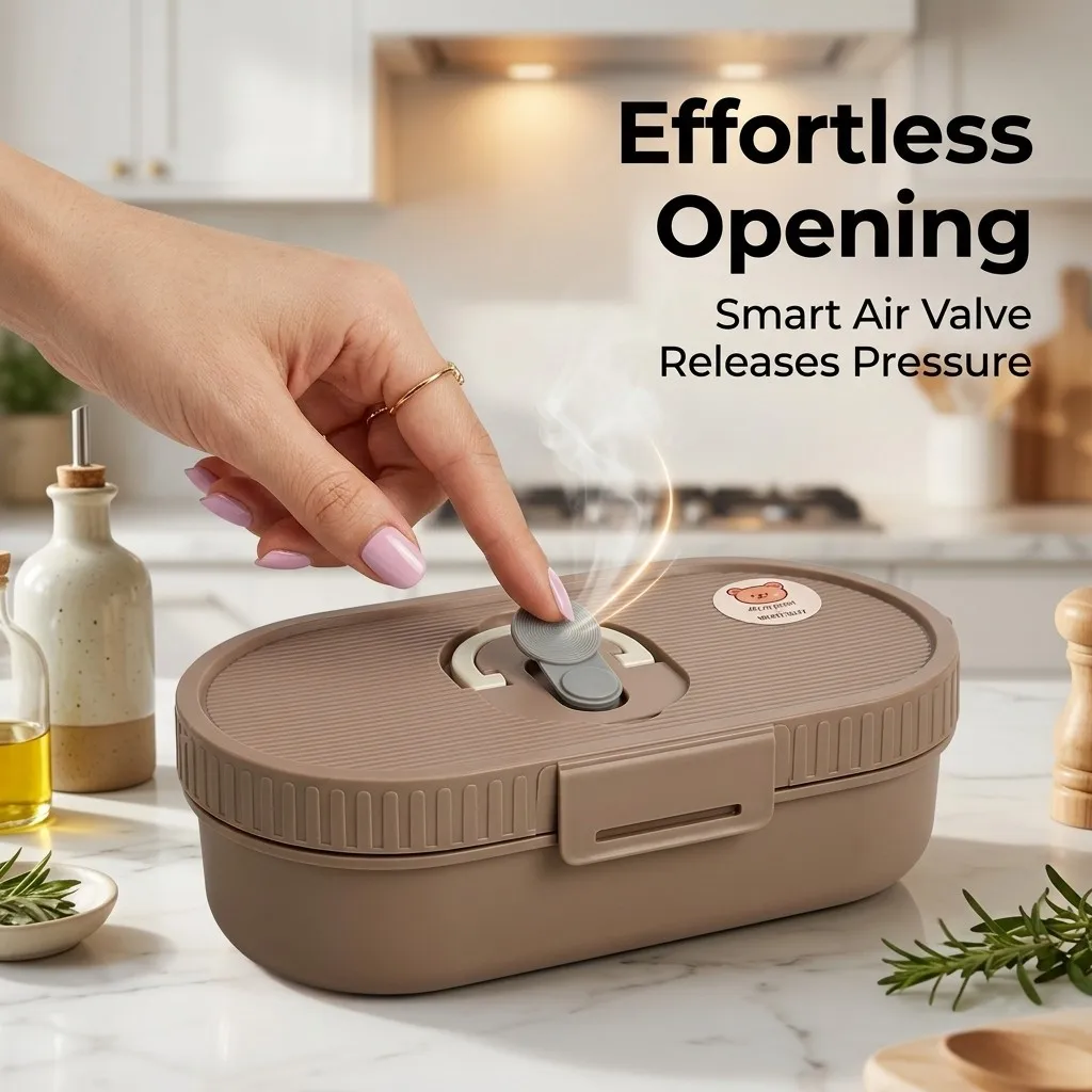 WORTHBUY Ovalisolierte Lunchbox aus Edelstahl 304, für Kinder, Studenten, tragbar, auslaufsicher, geteilter Lebensmittelbehälter, mikrowellengeeignet – Detail 7