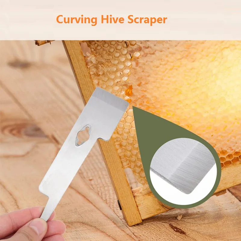 2/4 PCS Bee Hive Scraper Stainless Steel Curving Uncapping Scraper Beekeeping Hive Tool Bee Frame Lifter Honey Scraper Shovel