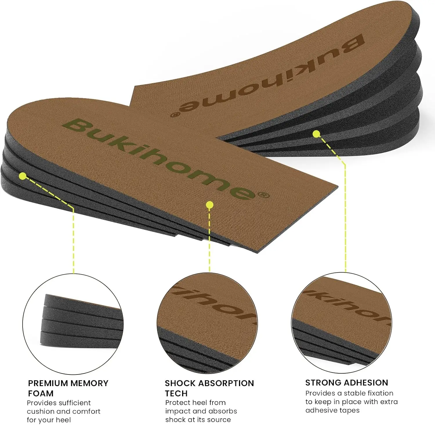 Sumiun Brown Adjustable Height Increasing Insole Foot Arch Women's Heel Lifting Insole Heel Inserted Cut Foot Pad Pedicure Tools