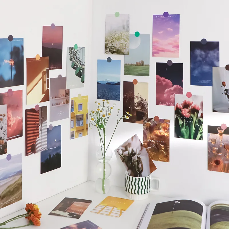 30pcs/set Beautiful Scenery Living Fruit Decoration Card Decoration Wall Card Bedroom Decoration Postcard Card Wall