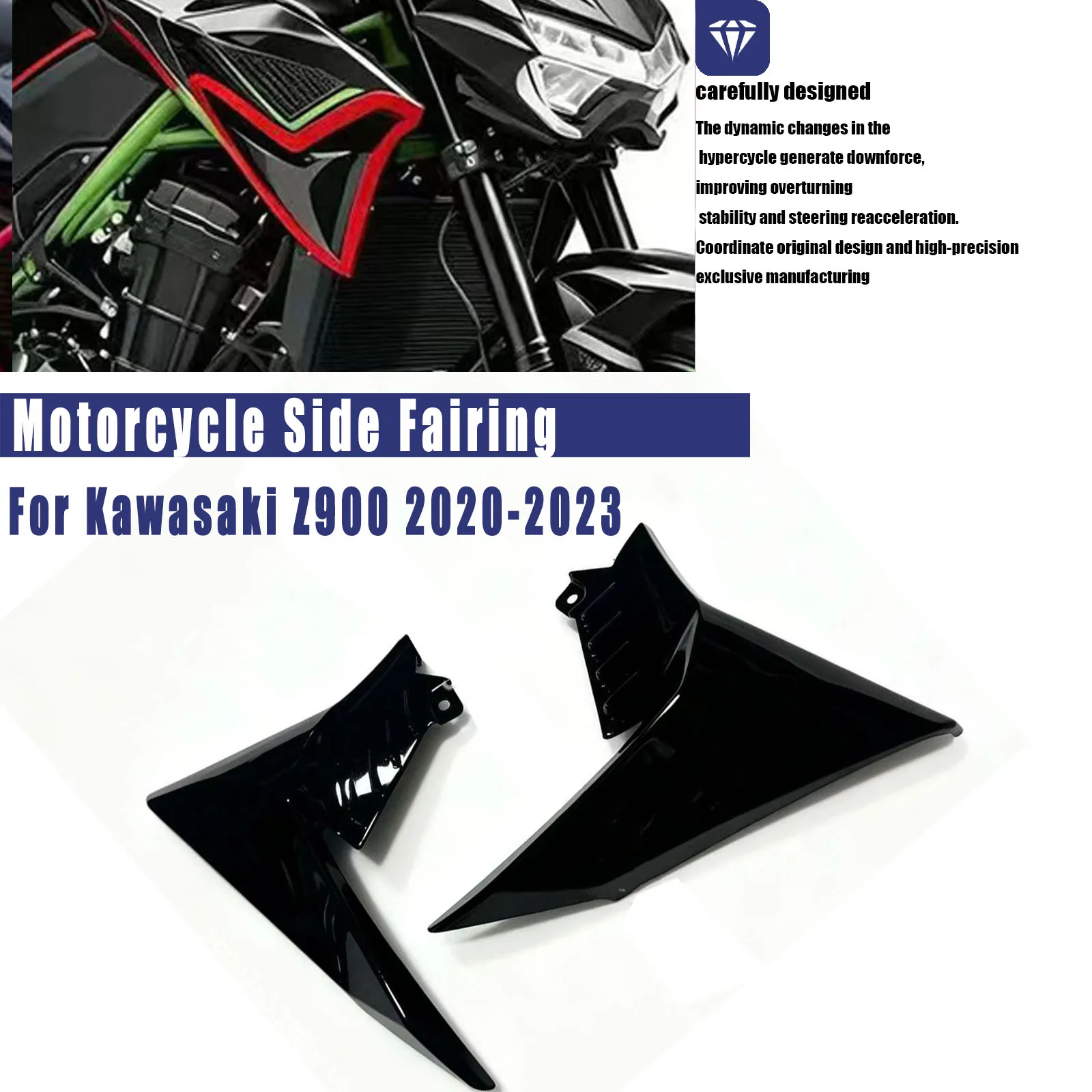 Motorcycle Side Fairing For Kawasaki Z900 2020-2023 Radiator Cover Fuel Tank Trim Insert Panel Side Wing Spoiler Accessories