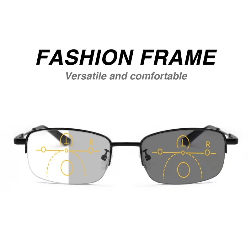 2026 Titanium Photochromeic Progressive Multifocal Reading Glasses Men Anti Blue Light Multifocus Reading Glasses Women 1.0-3.5