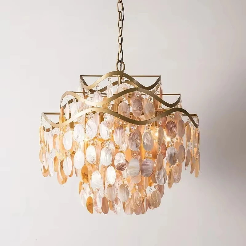 Modern Shell Chandelier Creative Living Room Hanging Lamp For Bedroom Restaurant Cafe Indoor Decor Art Dining Table Hanging Lamp