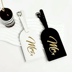 2PCS/Set Mr Mrs Couples Luggage Tag Hanging Suitcase Tag With Name ID Cards Anti-lost PU Leather Travel Accessories For Flight