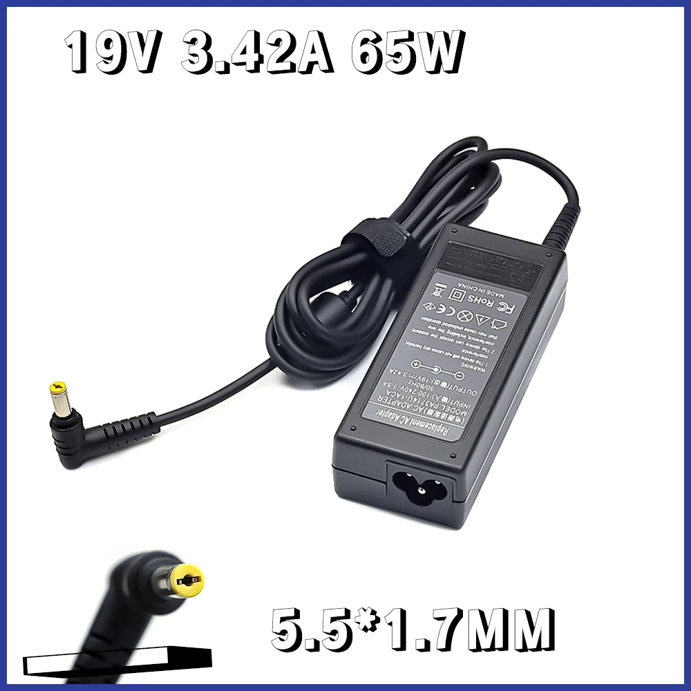 

19V 3.42A 65W 5.5*1.7mm AC Laptop Charger Adapter For Acer Aspire 5315 5630 5735 5920 5535 5738 6920 6530G 7739Z Power Supply