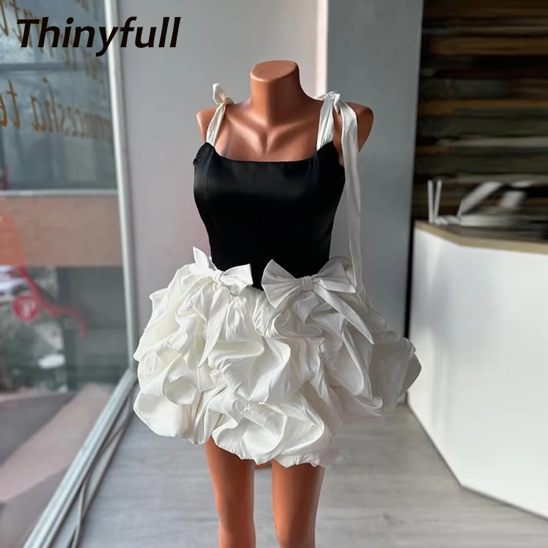 

Thinyfull A-line Short Homecoming Dress Sleeveless Satin Prom Gown Mini Girl Birthday Party Dress robes de soirée Customized