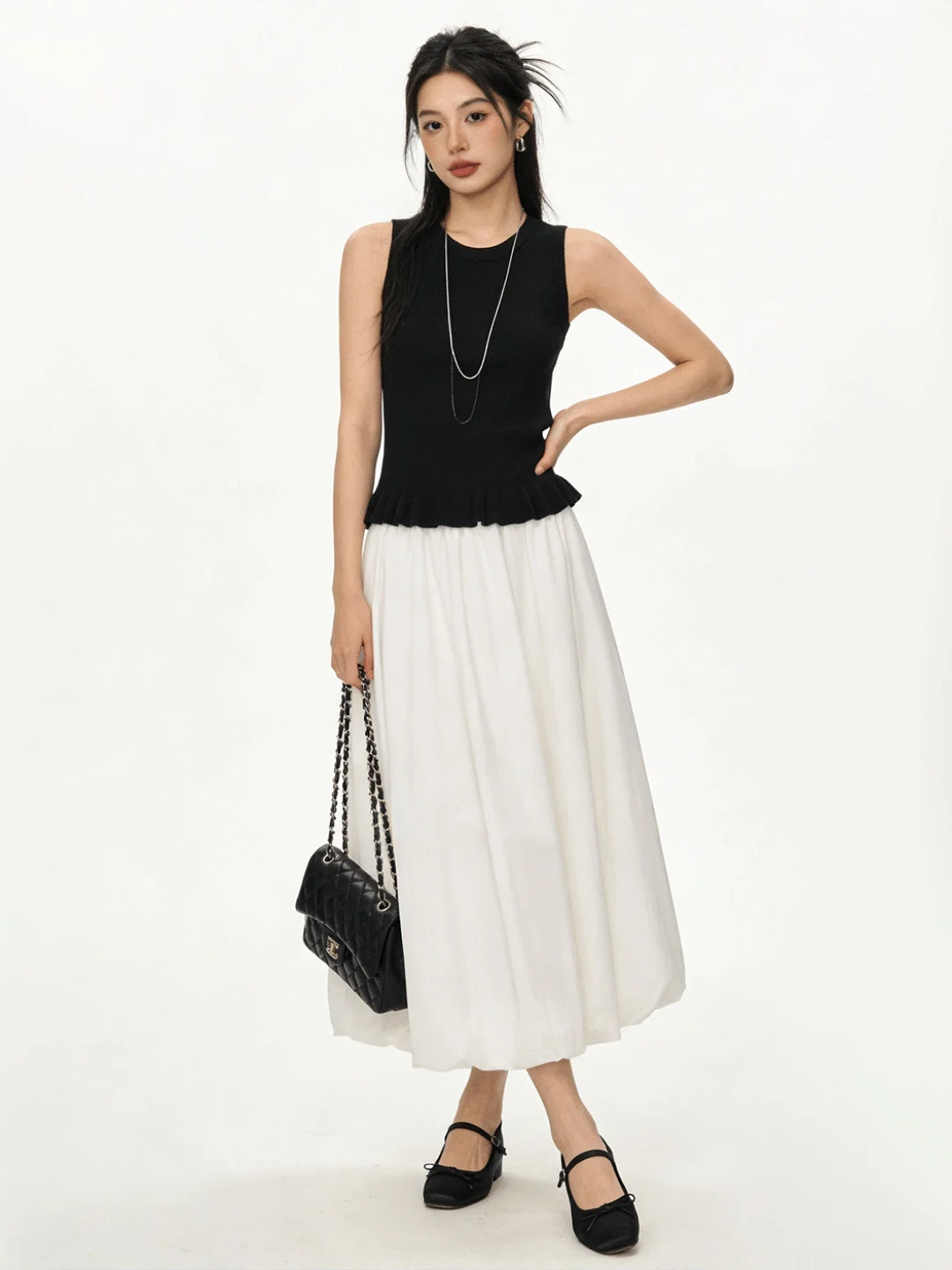 

Свободная юбка А-силуэта в корейском стиле, женская, на раннюю весну, с высокой талией, на резинке, универсальная, фасона «зонтик»