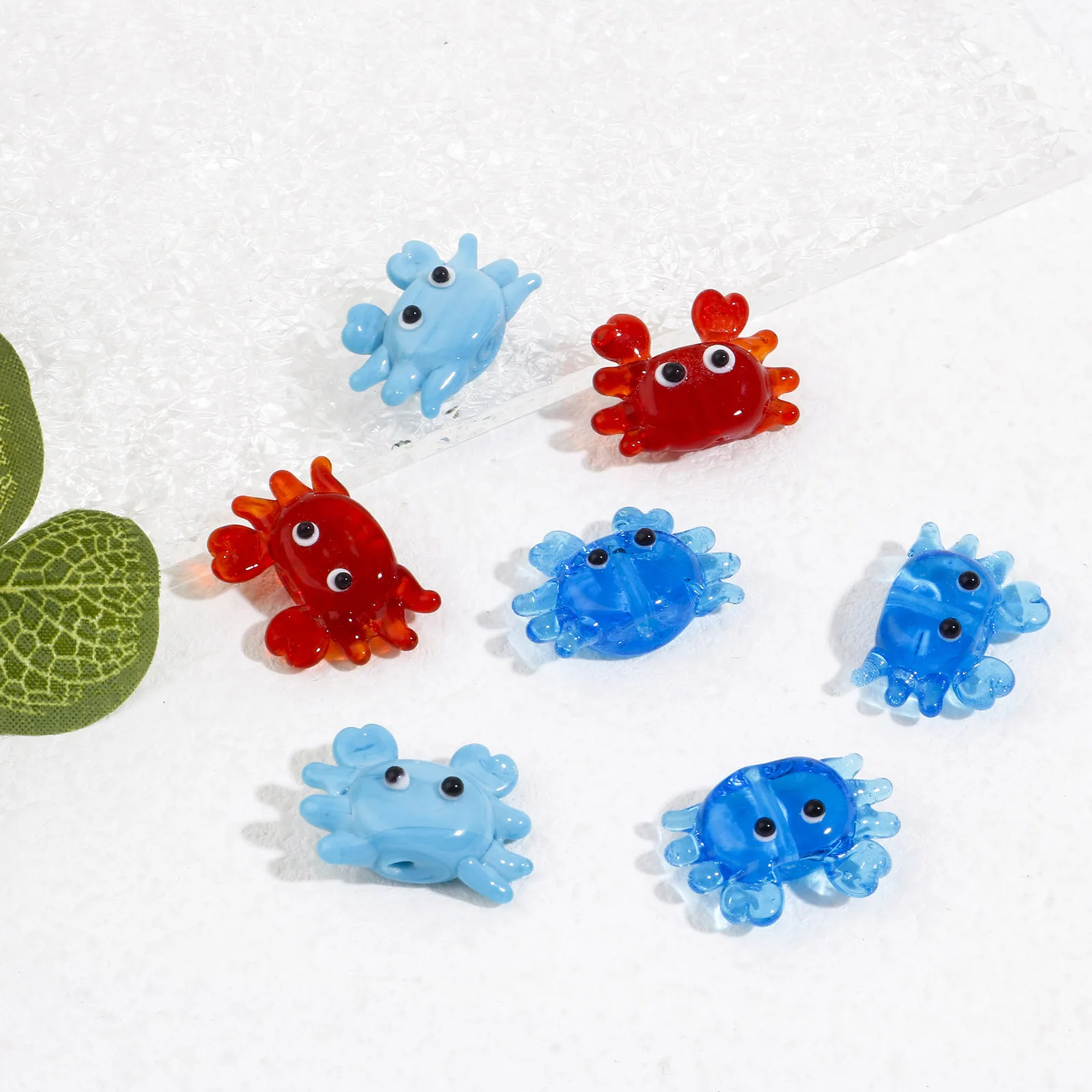 2PCs 3D Lampwork Glass Ocean Jewelry Beads Crab Animal Spacer Beads DIY Bracelets Neckalce Jewelry Making About 24mm x 17mm