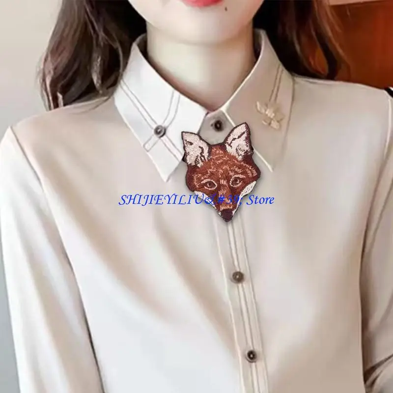 

E21F Embroidered Animal BowTie Women Adjustable Fashion Neckpiece For Daily Wear