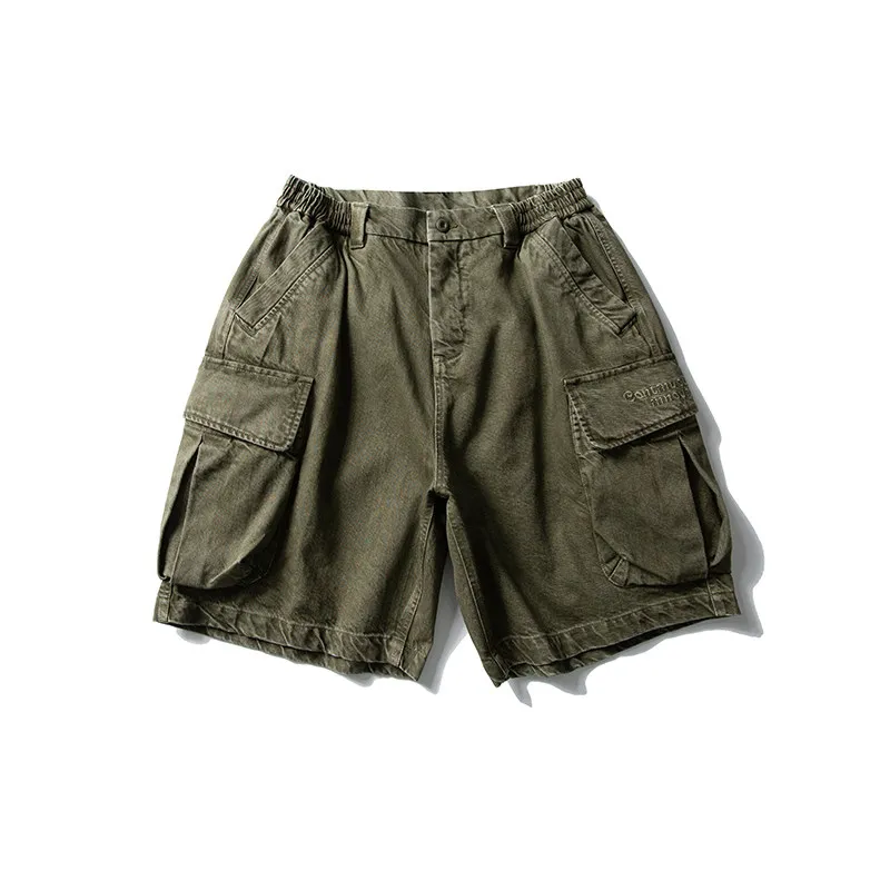 Japanese Retro Large Pocket Washed Shorts Men's Summer Trendy Street Loose Casual Shorts