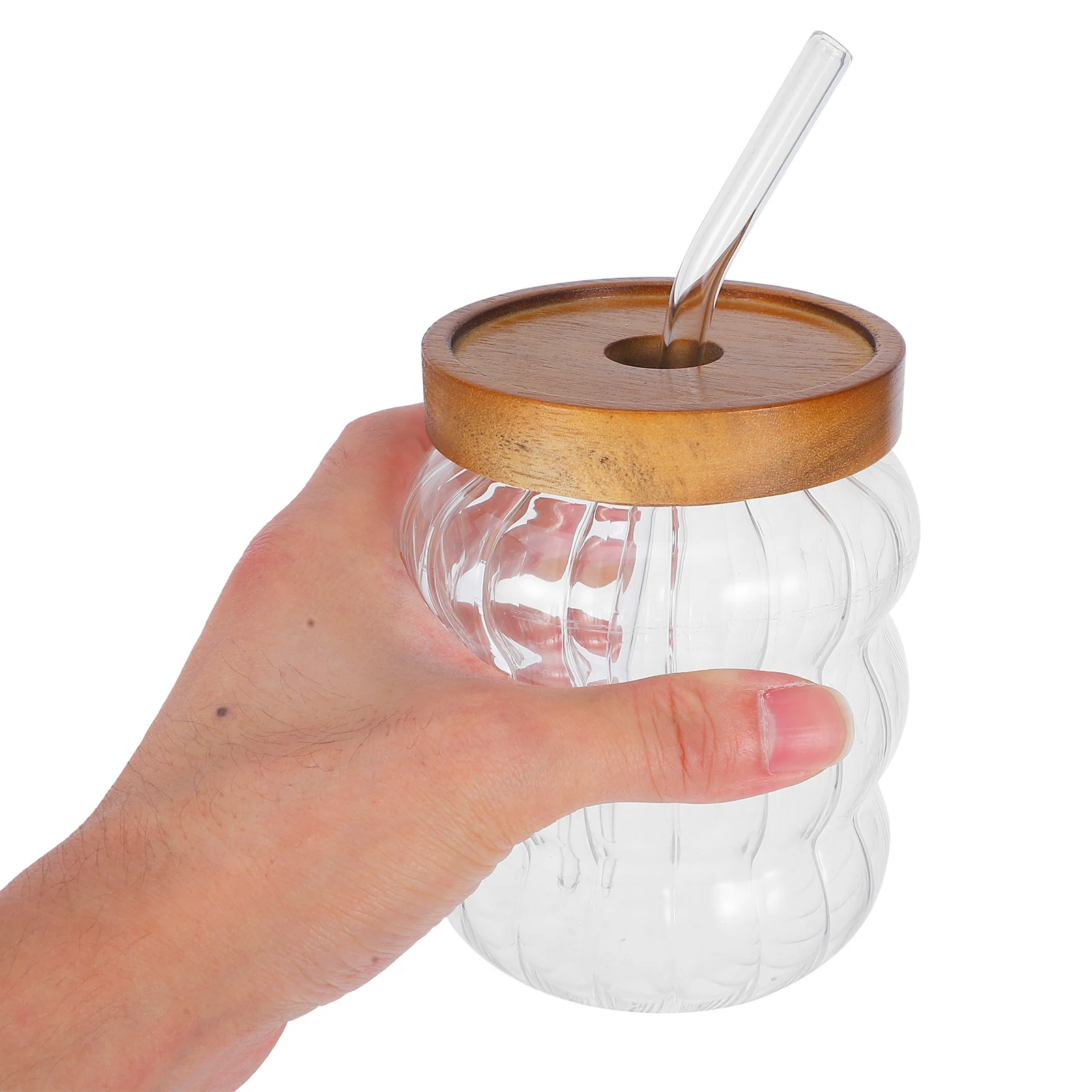 

1Set Glass Drinking Cup Lid Straw Stylish Clear Glass Tumbler for Coffee Juice Water Beverage Glasses with Lid and Straw