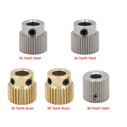 RAMPS 2pcs MK8 Extrusion Brass Gear Wheel 26/36/40 Tooth Teeth Drive Gear Feeding Gear Wheel for Ender-3 3D Printer Extruder