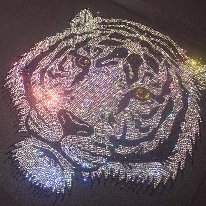 New Internet Celebrity Super Flash Tiger Head DIY Clothing Hot Diamond Patch