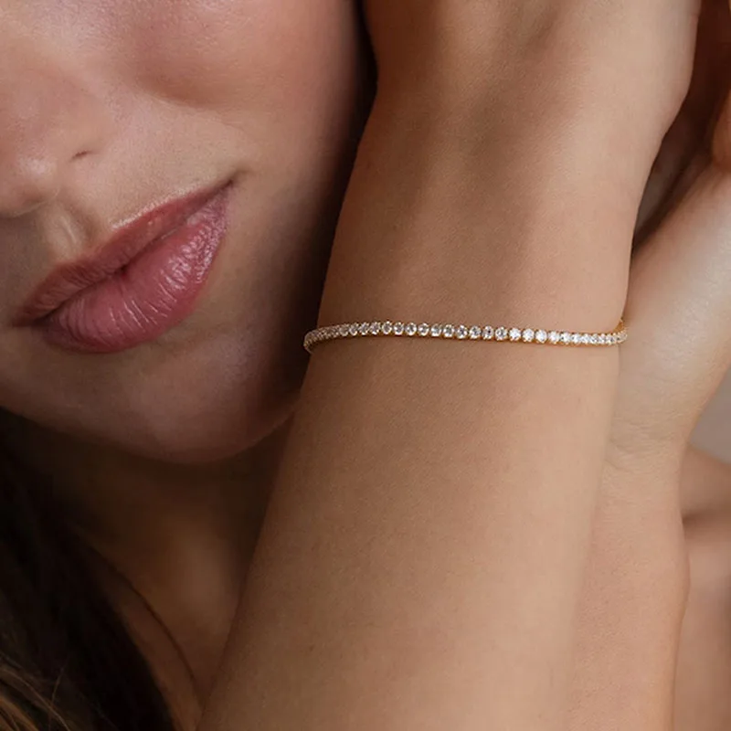 New Fashionable Single-Row Diamond Bracelet: Round Zirconia Bracelet—A Perfect Gift for Friends