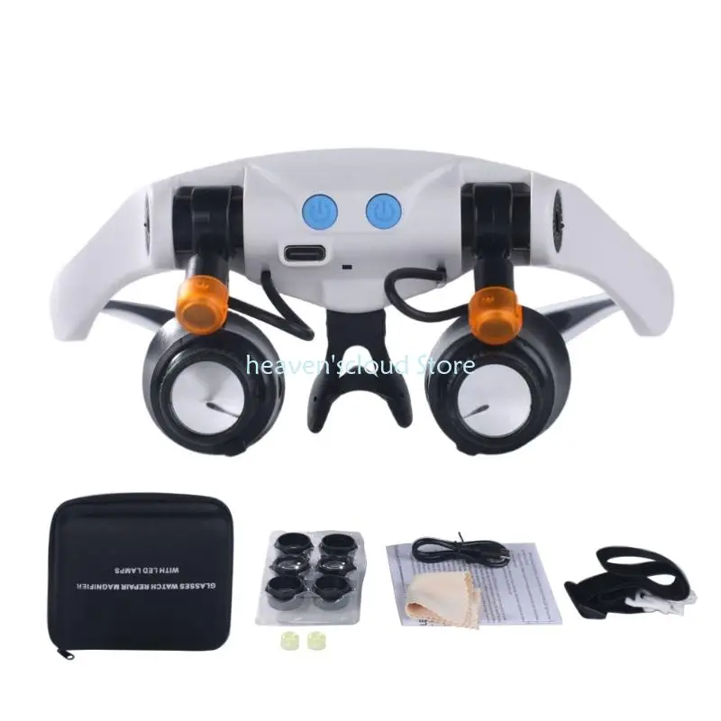 Y88B 10X 15X 20X 20X Rechargeable LED Head Mounted Glasses With Interchangeable Lens For Jewelry Phone Repair