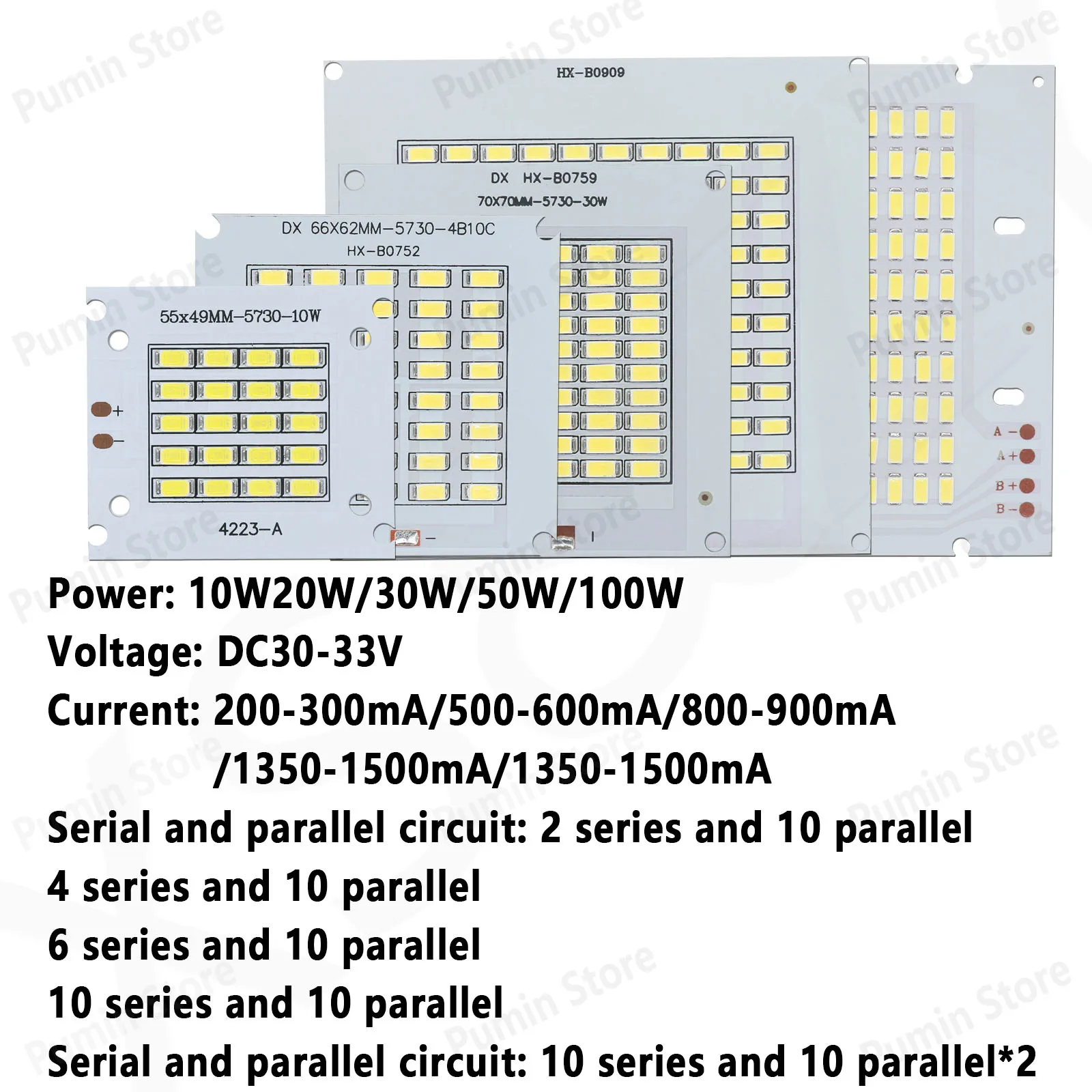 Tableros de luz con Chip LED, cuentas de lámpara, DC30-33V, blanco frío, 10W, 20W, 30W, 50W, 100W, para foco, reflector, farola, iluminación exterior