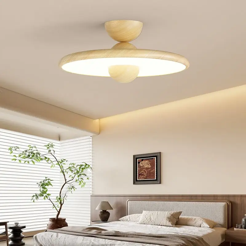 2025 New Modern Simple Room Light Retro Walnut Color Master Bedroom Dining Room Light Medium Antique Living Room Light