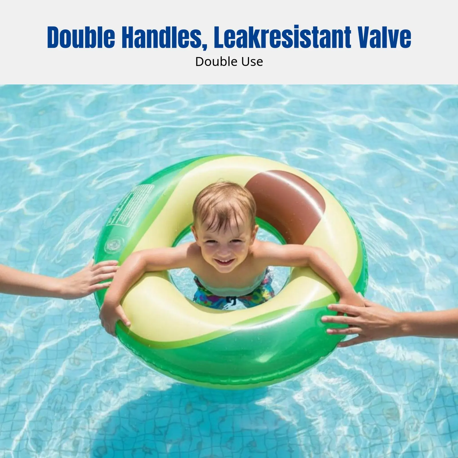 

Large Swimming Ring, Inflatable Thickened Float, Double Handles, Cute for Children