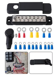 12 Point Battery Power Distribution Block Bus Bar Positive Negative 48V 180A Power Distribution Block Termianl For Car RV Ship