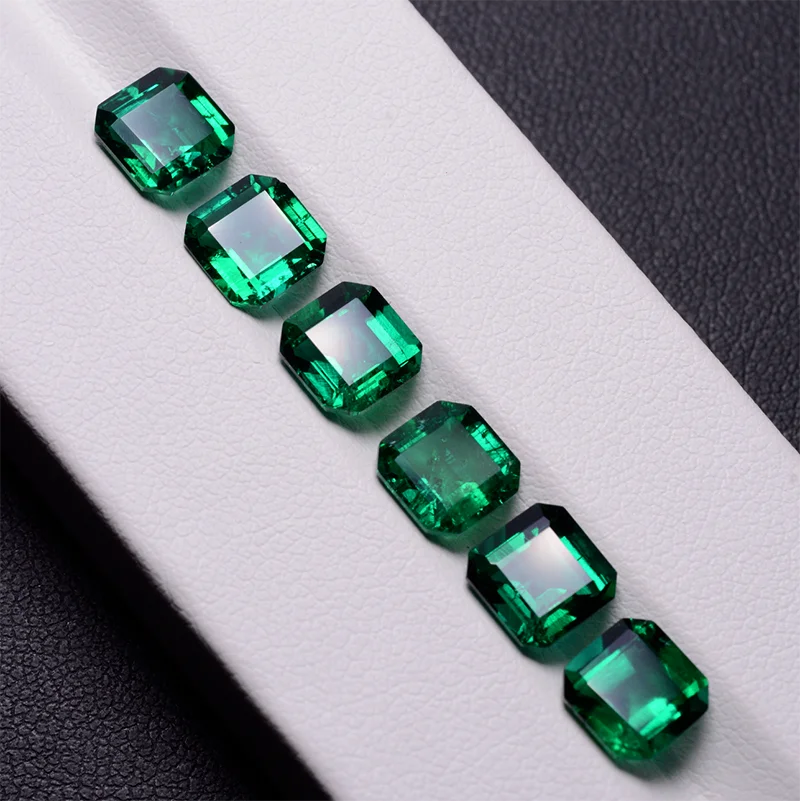 Lab Grown Zambian Emerald Asscher Cut Hydrothermal Hand Cutting For Jewelry Setting&Custom Design Selectable AGL Certificate