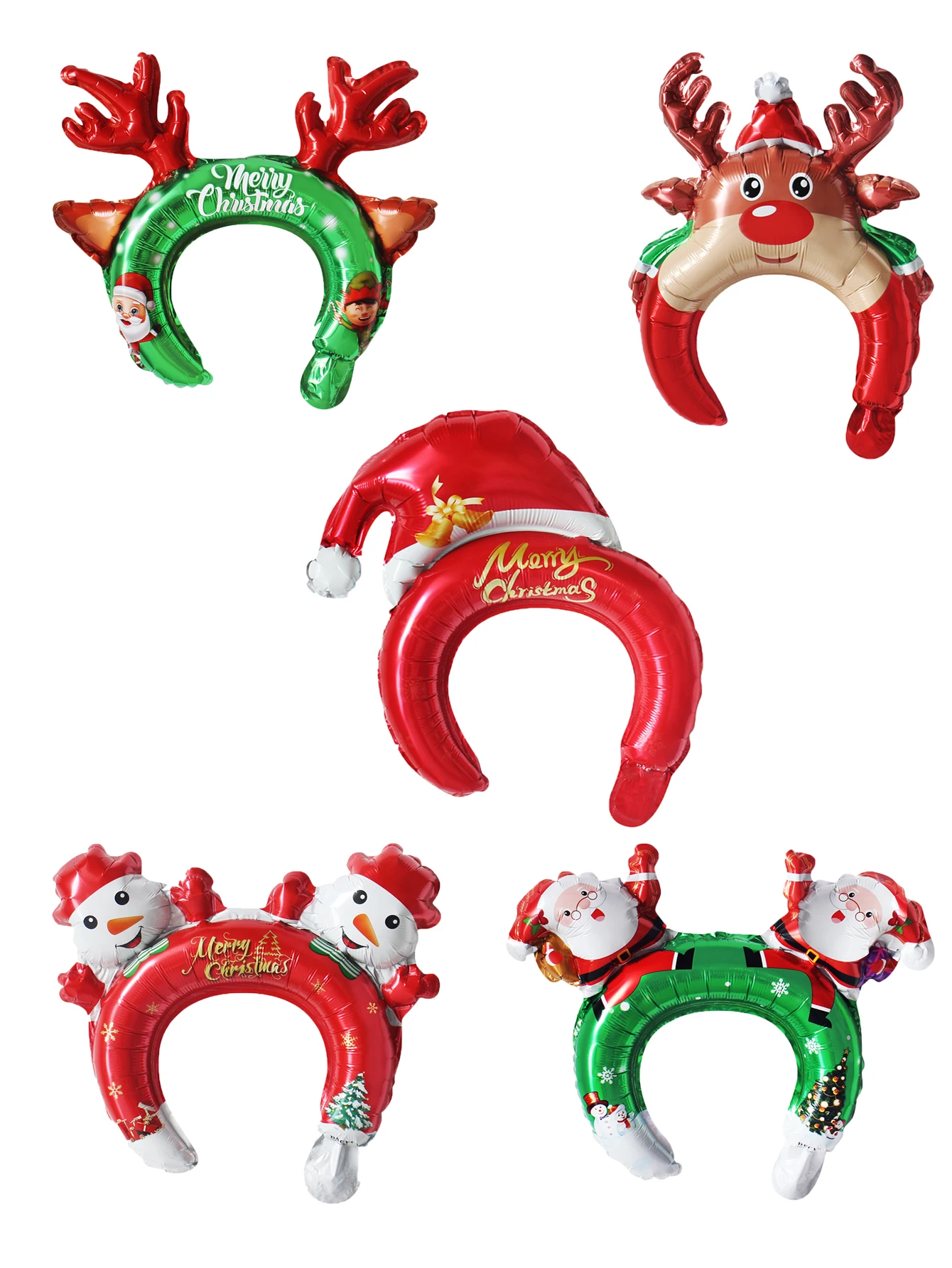 5pcs Christmas Hair Clasp Balloons Christmas Headdress Balloons Santa Claus Christmas Decorations Christmas Party Decorations