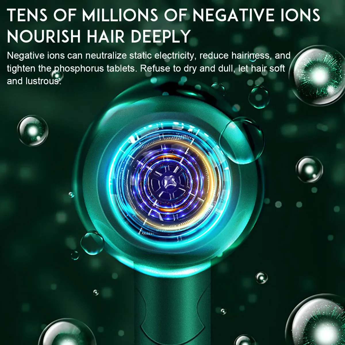 Secador de pelo profesional de 220V y 1000W, potente secador de pelo eléctrico con iones negativos, luz azul, viento frío y caliente