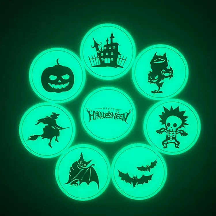 8pcs Cushion Set Creative Pumpkin Skeleton Coaster Anti Scalding Table Mat Halloween Coaster Luminous Halloween Home Decoration