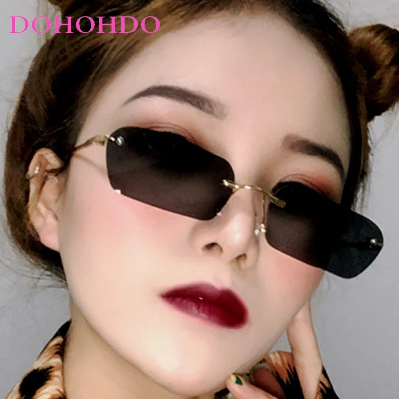 

Popular Rimless Square Women Sunglass Fashion Brand Punk Metal Men Sunglass Outdoor Summer Traveling Eyewear Ladies Lentes UV400