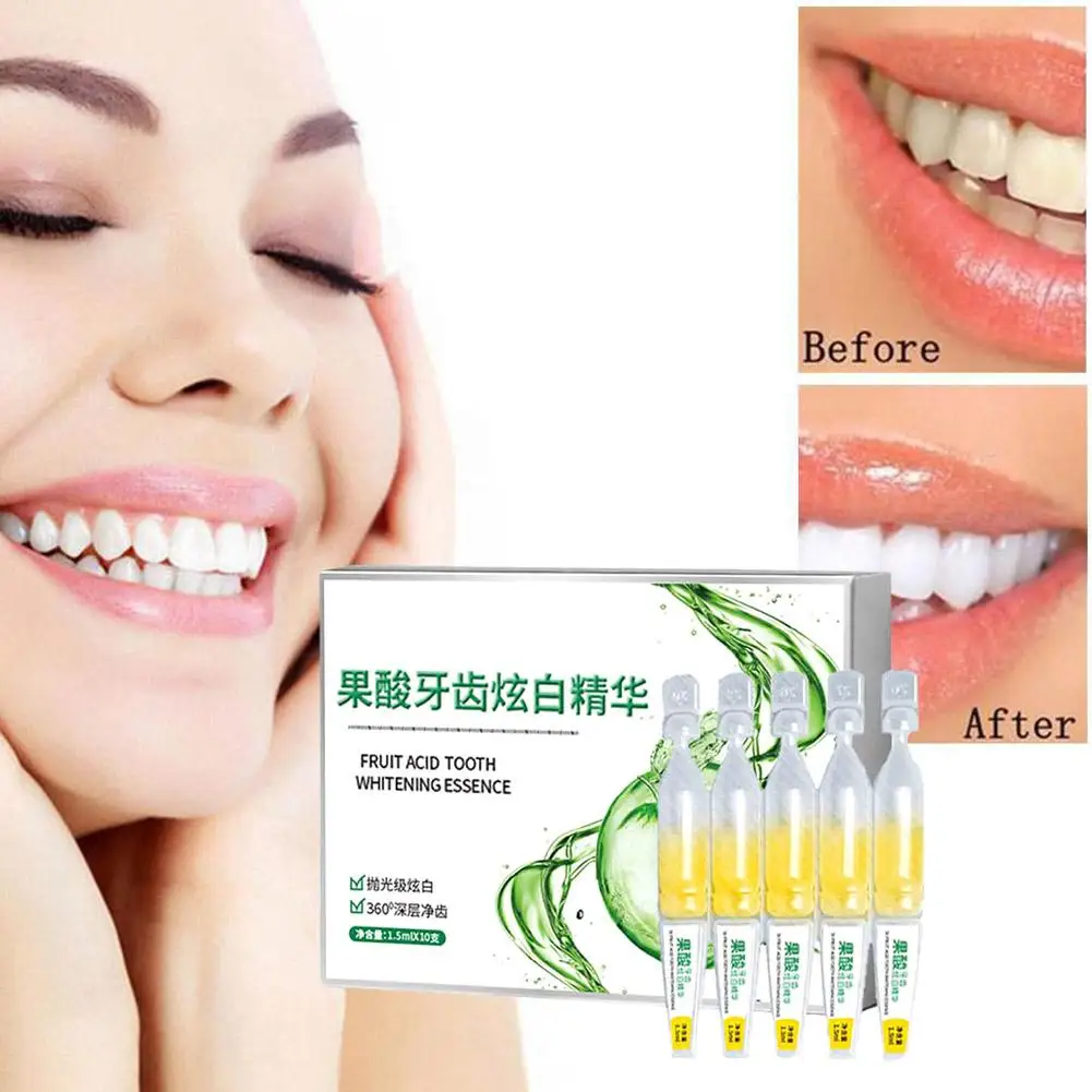 Suero de limpieza dental con sabor a menta Natural, 2 piezas, esencia blanqueadora para el cuidado bucal, elimina eficazmente las manchas, ampolla de pasta de dientes