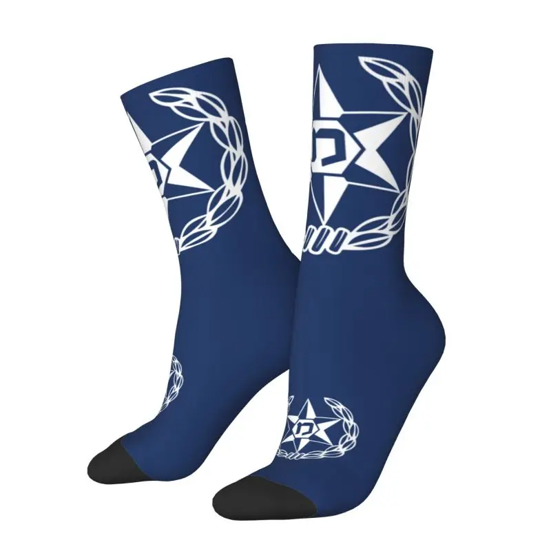 Flag Of Israel Police Men's Crew Socks Unisex Fun 3D Printed Dress Socks