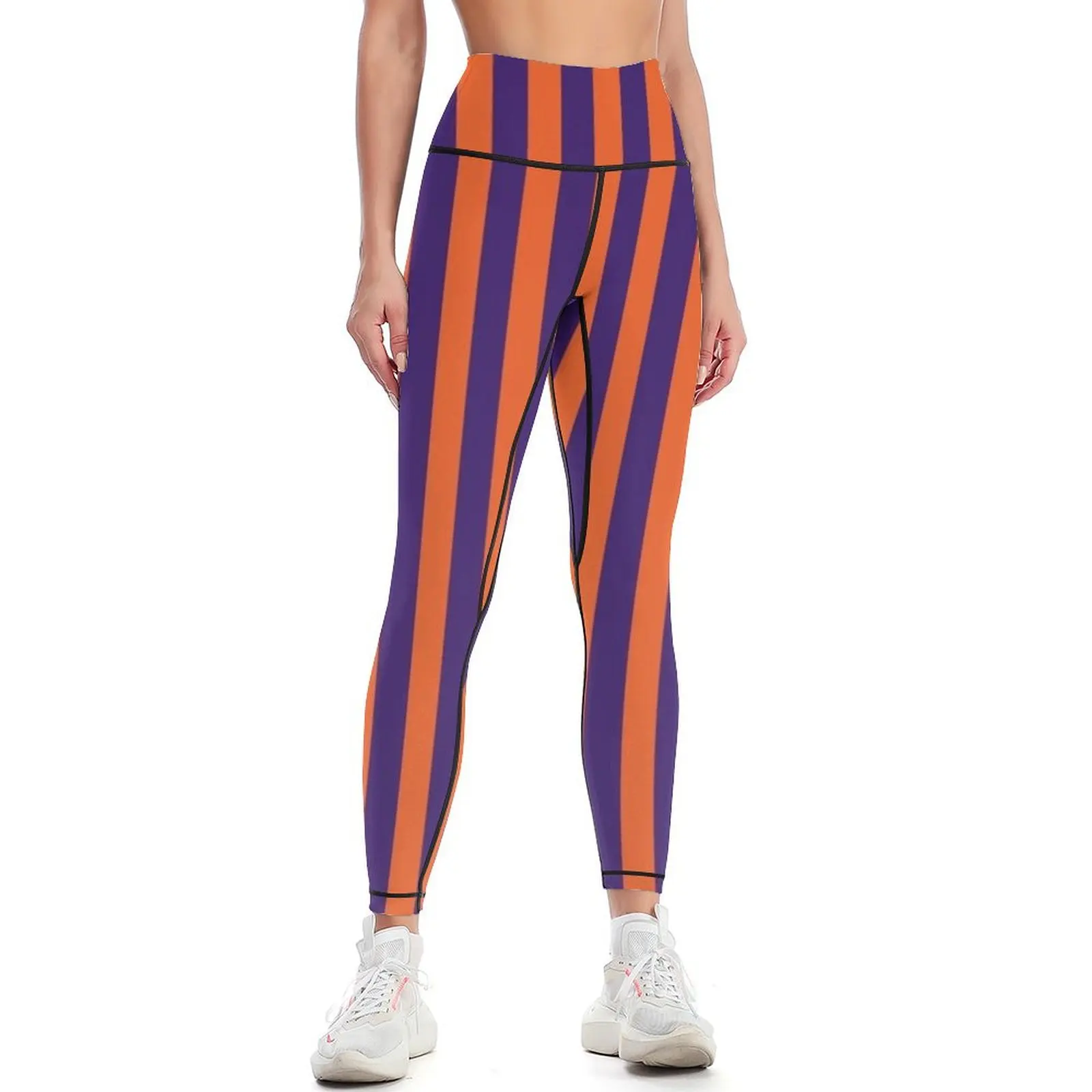 

Purple and Orange Vertical Stripes Leggings exercise clothing for sports woman gym Women's tights Womens Leggings