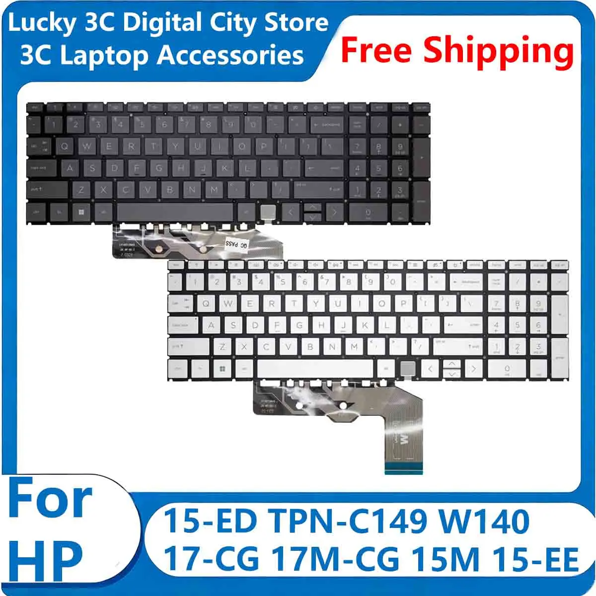New For HP 15-ED TPN-C149 W140 17-CG 17M-CG 15M 15-EE Replace Laptop USUK/RU Keyboard with Backlit Accessories Palmrest Case