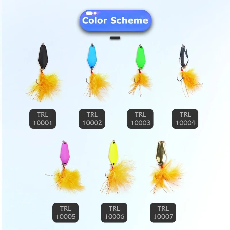 Wondersee brass spinner bait 2.5g 3.5g Spoon lure with feather metal hard fishing lure double swivels Bass Pike Barb hook