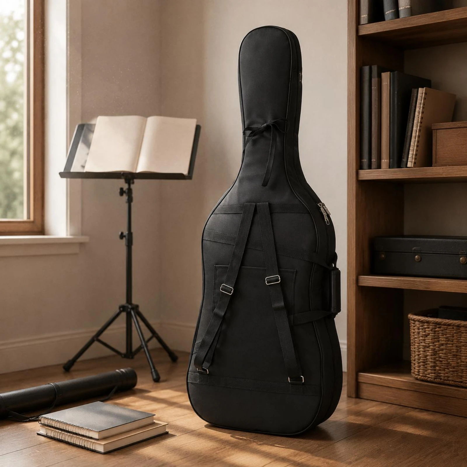 Padded Cello Gig Bag Portable Cello Gig Bag Music Transport Item Accessory Pockets Soft Interior image 3
