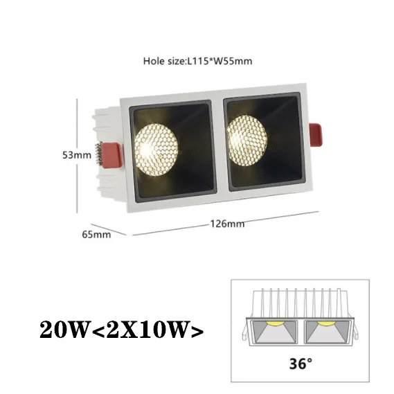 LED COB المضادة للوهج الأضواء عكس الضوء 14 واط 20 واط مصباح السقف راحة أسفل ضوء 7 واط 10 واط غرفة المعيشة وإضاءة غرفة النوم