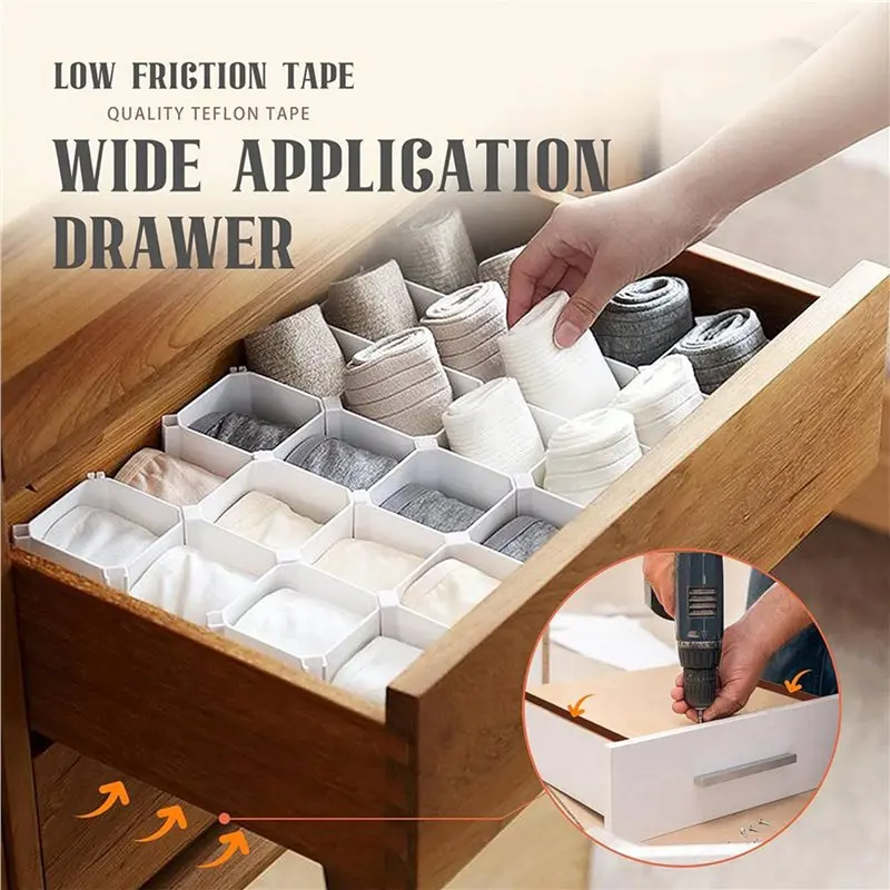 Exquisite-5 Roll 1 Inch X 33 Feet Low Friction Tape,Drawer Slide Tape,Drawer Glide Tape,Squeak-Resistant Tape