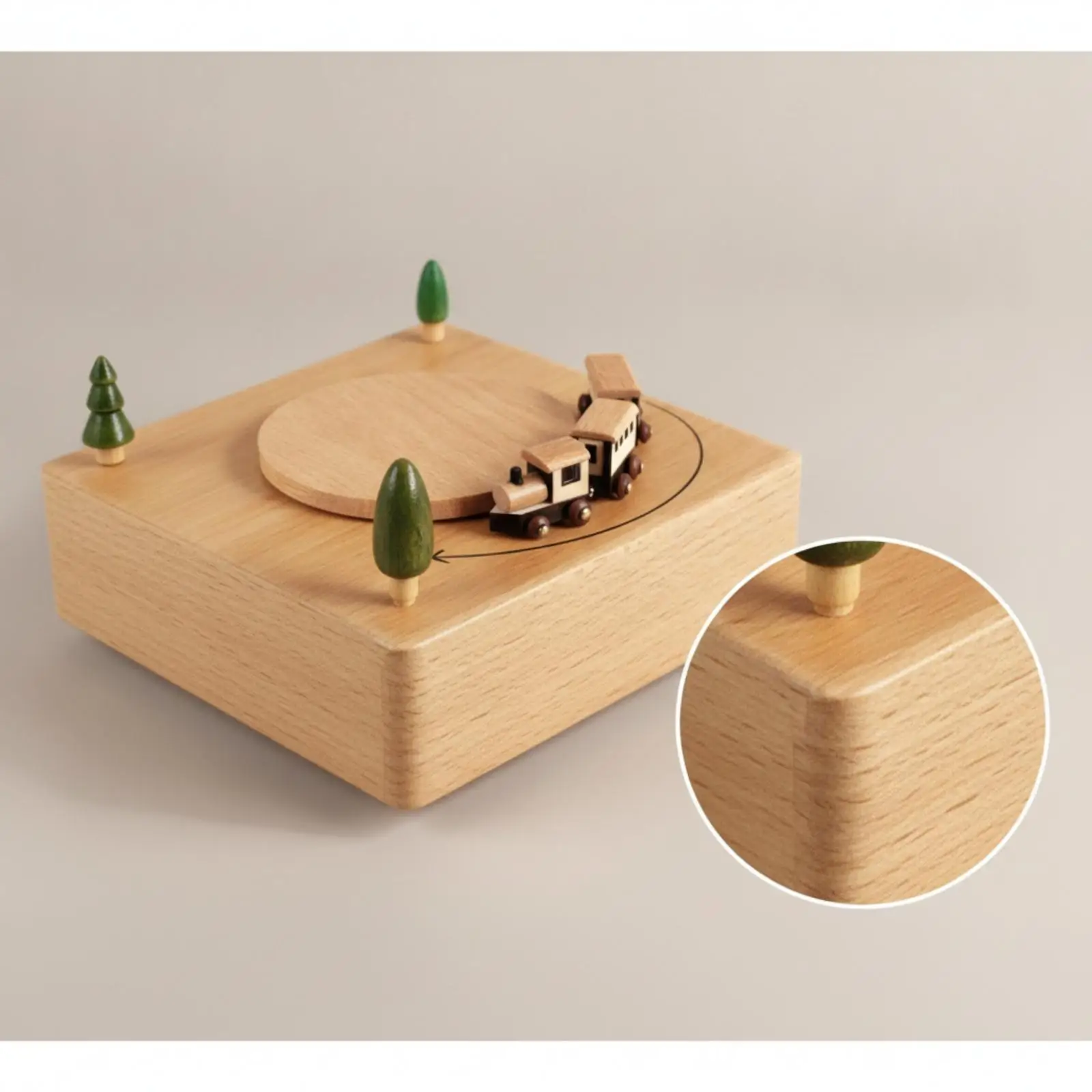 Children Wooden Music Mechanism Crank Style Musical Box Base for Custom Craft Decoration