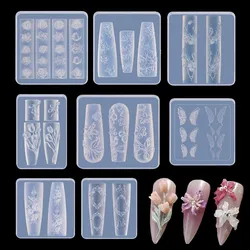SNASAN 3D Carving Nail Art Silicone Mold Flower Template Manicure Decoration Tools