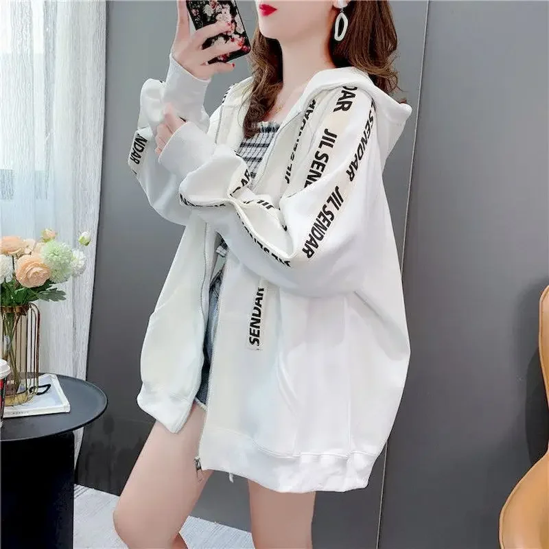 Plush Thicken Hoodies Women Autumn Winter Trendy Hooded Jacket Korean Loose Design Cardigan Coat Casual Aesthetic Womens Clothes