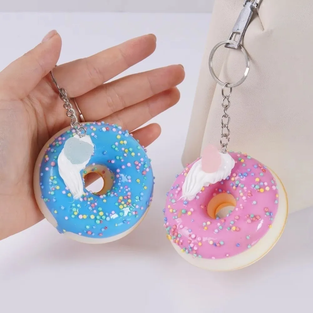 Simulated Food Donut Bread Squeeze Keychain Quick Rebound Kneading Slow Rebound Keyring Funny Mini Donut Keychain Pendant