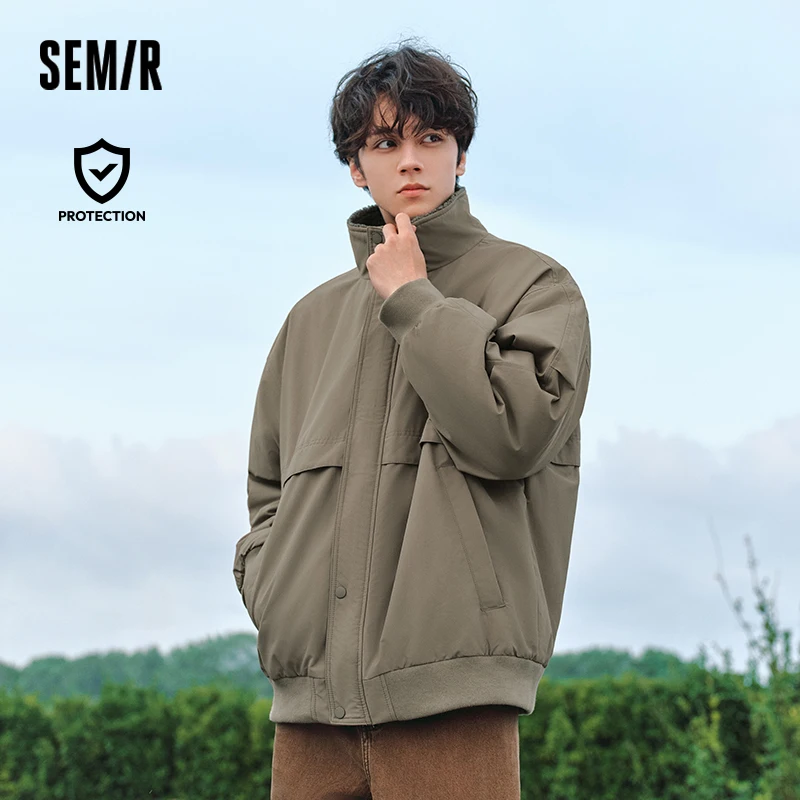 

Semir Jacket Men Waterproof 2024 New Winter Retro Workwear Style Fleece Outerwear Solid Color Versatile Oversize