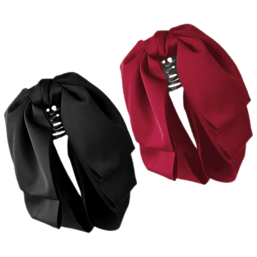 2Pcs Elegant French Style Bow Hair Claw Clip Sophisticated Updo Half Up Hairstyle Accessory for Women Claw Barrette Clip