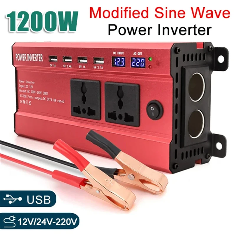 1200W Peaks Power Car Inverter DC 12V/24V To AC 220V Modified Sine Wave Inverter Transformer Power Converter