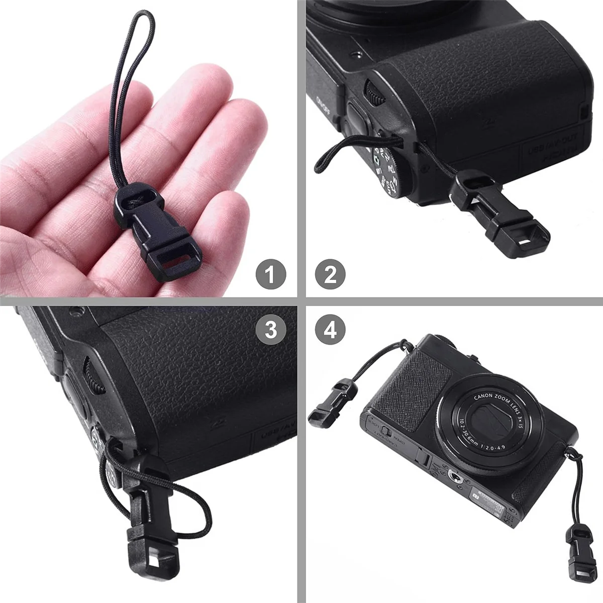 Liberação rápida Camera Strap para Câmeras Digitais, QD Loops Conector Adaptador, Binóculos, 4 pcs